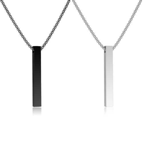 💥Acciaio inossidabile lucidato. Ipoallergenico e ritenzione del colore a lunga durata. Collana con pendente rettangolare fatta a mano senza tempo, gioielli essenziali per gli uomini.