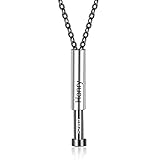 Secret Message Necklace – Custom Engraved Bar Necklace for Men – Hidden Message Jewelry with Meaning – Stainless Steel Gift for Him, Husband, Boyfriend