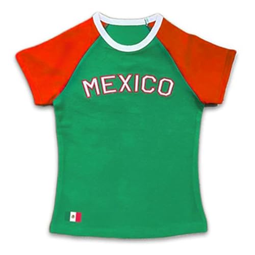 Womens Vintage Baby Tees Mexico Jersey Shirts for Women Mexican Y2k Graphic Crop Tops Cropped Tee 2000s Clothing