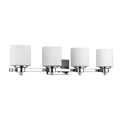 Chloe Lighting CH821036CM33-BL4 Contemporary 4 Light Chrome Finish Bath Vanity Wall Fixture Alabaster Glass, 33