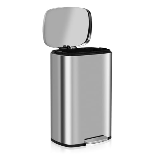 Caneca de basura rectangular de acero inoxidable 13.2 galones miniatura 2