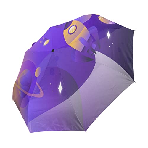Parapluie Pliable Anti-Vent et Soleil Motif Fusée pour Enfants et Adultes