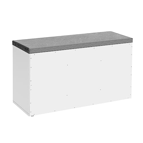 Vasagle Shoe Bench, Shoe Storage Organizer With 6 Compartments And 3 Adjustable Shelves, Cushioned Seat, Compact And Narrow, For Entryway, Hallway, Closet, White And Gray Ulhs23Wt #TOP6