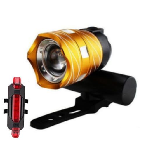 DRYUSFD Conjuntos de Faros Delanteros y Traseros para Ciclismo para Cannondale Tesoro/Topstone/SuperSix/Synapse Carbon, Luces Bicicleta Delantera Y Trasera, Recargable USB C Luz Bicicleta,A-Yellow