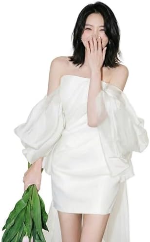 Wedding Dress Dress Party Dress Wedding Dress Bustier Type Formal Dress Mini Length One Piece Puff Sleeve Dress Pre-Wedding Party Event Dress Bride Dress Wedding Dress Bridal