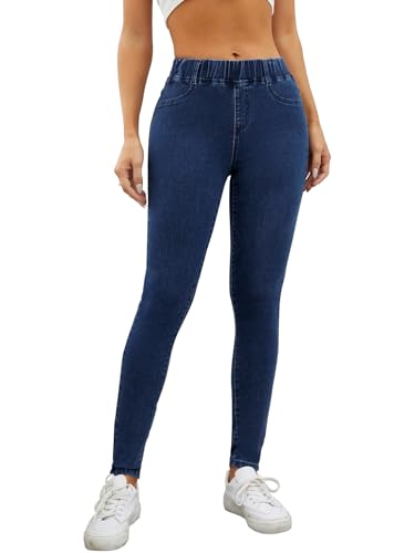 Image of Shasmi Women's Light Blue High Waist Skinny Jeans Stretch Denim Jeggings for Women | Elastic Waist Slim Fit Jeans | Casual Pocket Skinny Denim Pants (Jeans 240