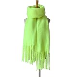 Bufandas Para Mujerbufanda Verde Fluorescente De Cachemira Sintética Con Explosión De Primavera, Chal Suave Y Cálido, Agradable A La Piel, Duradero, Diseño De Borla Grande, Regalo Para La Familia