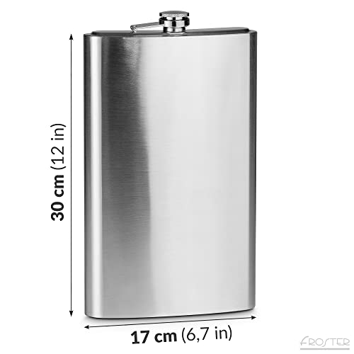 Froster Giant Hip Flask, Extra Large Capacity 62 oz, 1.75 l, Stainless Steel, Jumbo Size, Gift for Men