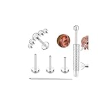YADOCA 3Pcs G23 Titanium Helix Piercing Jewellery Cartilage Earrings Internally Threaded Flat Back Ear Piercing Labret Conch Piercing Hypoallergenic Helix Earrings Silver Tragus Piercing Jewellery