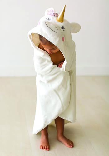 Image of Stephan Baby Hooded Towel - 100% Cotton with Fun Animal Design for Infants and Toddlers, 31 inch Square, Unicorn