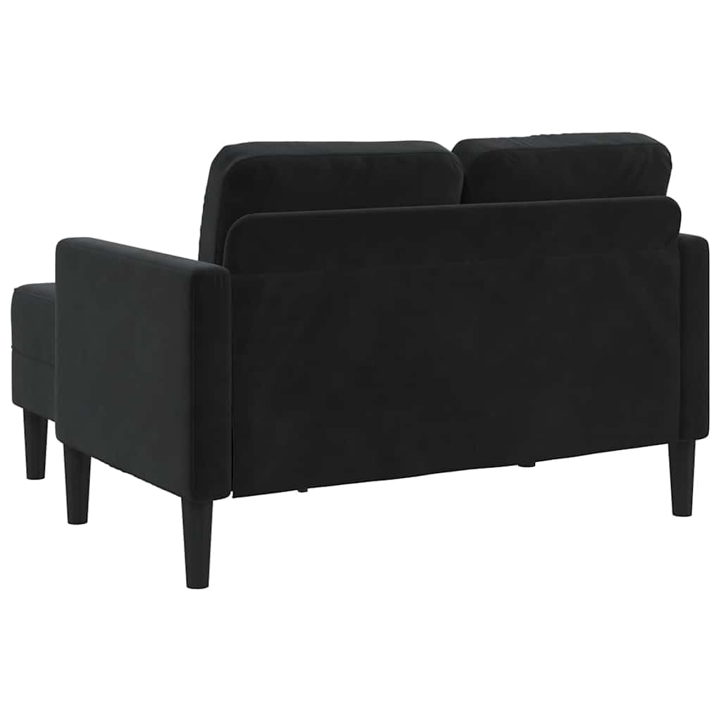 vidaXL Sofa 2-osobowa z szezlongiem w kształcie litery L, czarna, 125 cm,