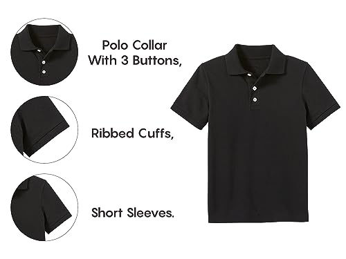 Image of Galaxy by Harvic Polo Shirt for Boys - 5 Pack School Uniform for Boys, Tagless Cotton Blend - Soft Comfortable Everyday Wear