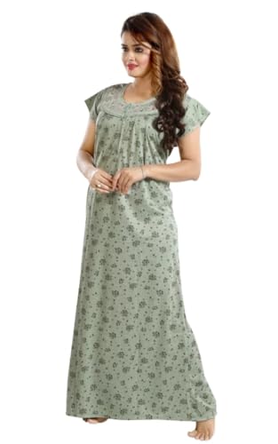 Image of Onekbhalo Women's Cotton Floral Kaftan Nighty Maxi Gown (OK Free Size)