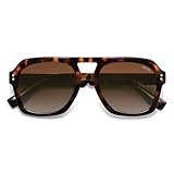 SOJOS Retro Thick Polarized Aviator Sunglasses for Women Men, Large Trendy Bold Square Pilot Shades SJ2385, Brown Tortoise/Brown