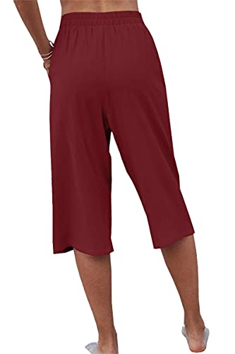 Image of Veatzaer Women's Elastic Waist 3 /4 Capri Harem Pants with Pockets Casual Loose Solid Yoga Trousers S-XXL