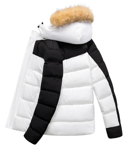Image of Men's Puffer Jacket Winter Coat Puffy Parka with Fur Hood Waterproof & Windproof Shell Fleece lining 4 Pockets