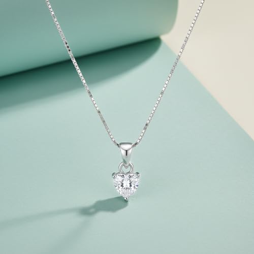 Image of Parnika 925 Sterling Silver Heart Solitaire Zircon Pendant for Women and Girls | Gift for Women n Girls | With Certificate of Authenticity | Pendant Only | Locket|