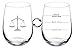 17 oz Stemless Wine Glass Funny Two Sided Good Day Bad Day Don't Even Ask Scales of Justice Paralegal Law Lawyer Attorney