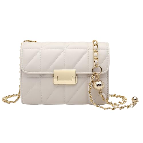 [ORIJIRI] チェーンバッグ 肩掛けバッグ レディース ポシェット 斜めがけ 女の子 ショルダーバッグ おしゃれ 可愛い PUレザー (ホワイト)