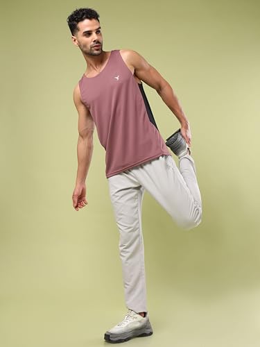 Image of TECHNOSPORT Men's Solid Slim Fit Scoop Neck Sports Innerwear Vest with TECHNOCOOL+ Quick Dry Anti Odour Anti Microbial 2 Way Stretch Soft & Smooth Activewear
