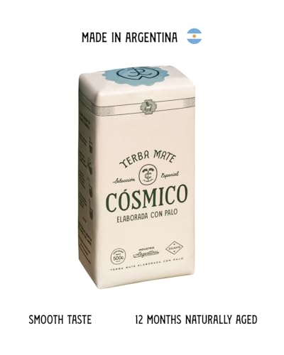 Image of Yerba Mate COSMICO, 2.2 lb, 1 KILO (pack of 2), Premium Loose Leaf Argentine Tea, Gluten-Free, Large Leaf Low Dust Brew, Clean Energy