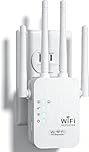 Ripetitore WiFi 1200 Mbps, 5GHz/2.4GHz Dual-Band Wireless Extender Potente, WiFi Amplificatore con 4 Antenne, Porta Gigabit Ethernet, WPS, Supporta 3 Modalità, Compatibile con Tutti i Box Internet