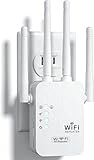 Répéteur WiFi 1200Mbps, Puissant WiFi Booster Double Bande 5GHz & 2.4GHz Amplificateur WiFi Puissant avec Gigabit Ethernet Port, 4 Antennes WiFi Extender Compatible avec Toutes Les Box Internet