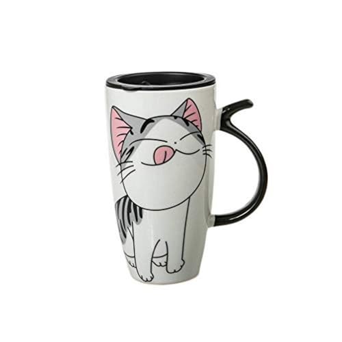 lachineuse – Taza de Gato Kawaii Lucky 600 ml – Taza Grande XXL Blanca de Porcelana – Taza Japonesa de té y café – con Tapa isotérmica – Taza Japón Asia – Taza Gigante
