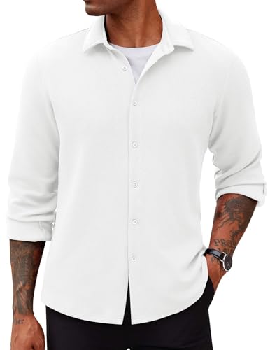 COOFANDY Mens Casual Button Down Overshirt Men's Textured Lightweight Shirt Jacket