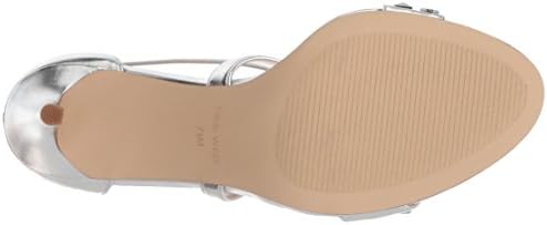 NINE WEST Women's MAZIANY Synthetic Heeled Sandal, Silver, 10.5 | Image 3