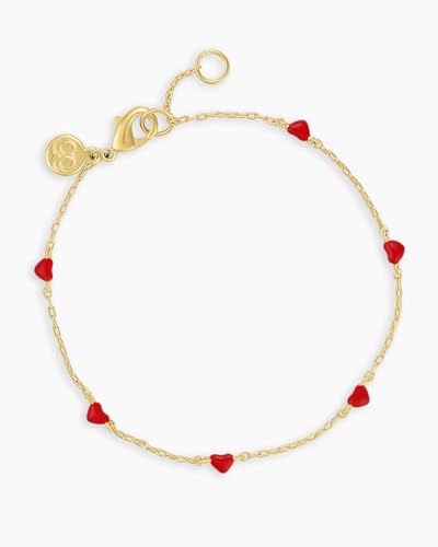 gorjana - Amour Bracelet Red 6 1/2" to 7" - 18k Gold Plated Brass - Red Enamel Hearts - Adjustable Length - Secure Lobster Closure - Ideal Gift Packaging - Everyday Stack, Layering with Other Jewelry2