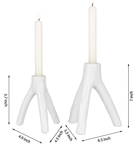 Gurfuy Ceramic Candlestick Holders - 2 Set White Candle Holders For Modern Farmhouse Branch Fall Home Decorations Wedding Festival Party Windowsill Living Room Dining Table Centerpiece Decor #TOP1