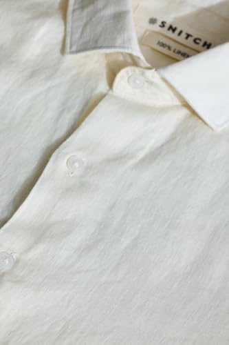Image of SNITCH Men Casual Shirt | Slim Fit Full Sleeve Classic Collar Solid Pattern | 100% Linen, Breathable & Lightweight Fabric, Machine Washable