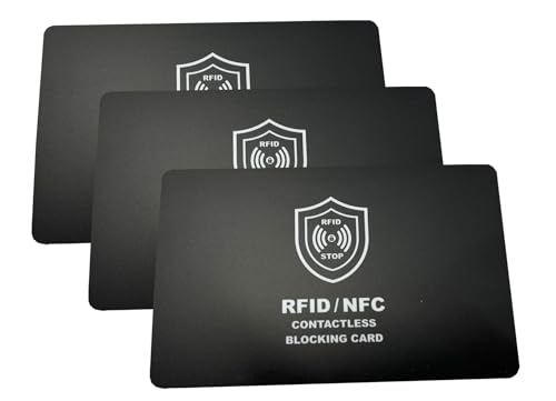 Technixx RFID Blocking Card, 3 Pack, Contactless NFC Jamming Credit & Debit Card ID, Protection for your wallet and passport, One Card Protects Entire Wallet