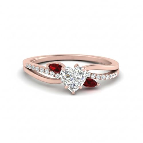 Bague de fiançailles cœur plaqué or rose et pierre marquise taille 54