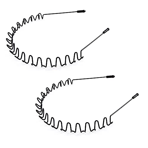 YzoTek 2 Pièces Bandeau de Mode pour Hommes Femmes - Clips de Cerceau de Bande de Cheveux Noirs Unisexe, Bandeau Élastique Antidérapant en Métal Cover