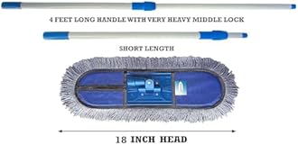 Livronic® Plastic Wet and Dry Cotton Floor Mop with 4Ft Long Handle with 360 Degree Movement Which Allows You to Clean Every Corners Easily with 3 Extra Microfiber Refill (Head 18-in,L) 3Extra Pad