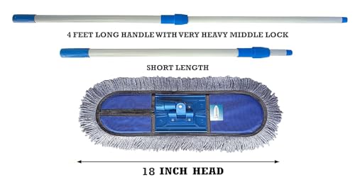 Livronic® Plastic Wet and Dry Cotton Floor Mop with 4Ft Long Handle with 360 Degree Movement Which Allows You to Clean Every Corners Easily with 3 Extra Microfiber Refill (Head 18-in,L) 3Extra Pad