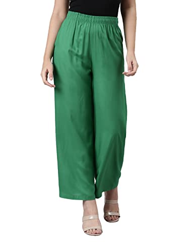 Image of GO COLORS Soft Viscose Basic Palazzo Full Length for Women| Breathable, Mid Rise, Relaxed Fit