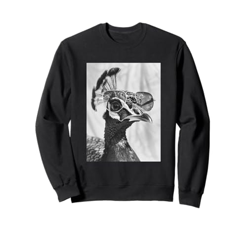 Elegante Pavo Real con Gafas de Sol Animal Granja Hipster Sudadera