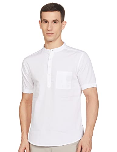 Hammersmith Men’S Solid Regular Fit Kurta Shirt (1203-A_White 39)