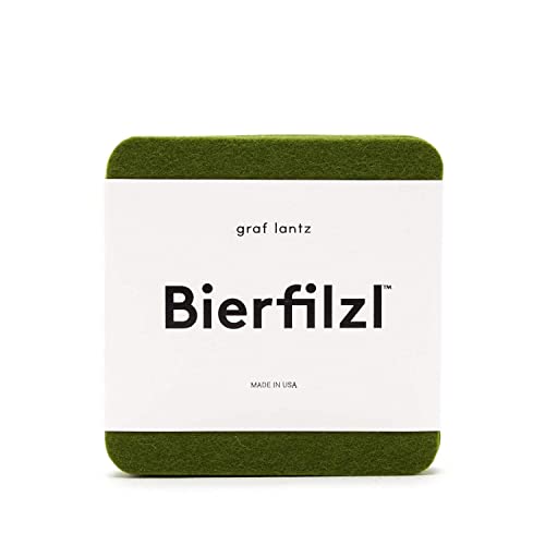 Graf Lantz Bierfilzl Square Felt Coasters - Multi-Color Set Of 4-100% Merino Wool - Water-Wicking, Stain-Resistant, Absorbent (Forest) #TOP2