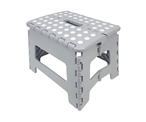 thesecrethome.es - Taburete Plegable Multiusos - Escalera Antideslizante Altillo para Cocina o Baño - Reposapiés para Niños - Gran Variedad de Tamaños y Colores - Gris (Alto.22 cm x Largo.29cm)