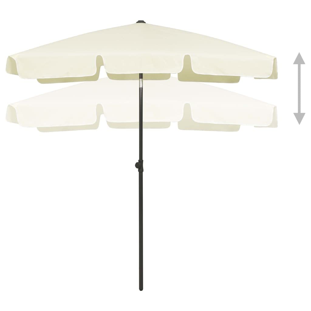 Parasol plażowy w kolorze piaskowo-żółtym, 180 x 120 cm, odporny na działanie promieni UV, z mechanizmem przechylania, na plażę i do ogrodu, wykonany z poliestru o
