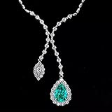 NTALJC Collar con Colgante de Aniversario con Piedras Preciosas de turmalina y moissanita con Corte de Pera