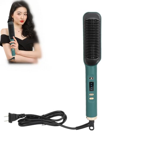 Dioche Negative Ion Coating Hair Straightener Brush, 2 in 1 Heated Hair Comb for Straight Curly Hair Multifunctional PTC Even Heating, Efficient Hair Styling, US Plug 110‑240V -  Diochevz7cgm5shx-11