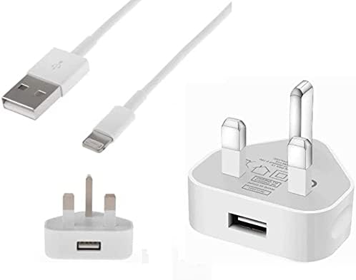 ameego TheMax® USB Data Sync Charging Cable Lead USB Charger Adapter Plug For i-Phone's Compatible 6 6s 5s 6 PLUS 7 8 8 Plus XS XS Max XR X i-Pad i-Pod (WHITE)