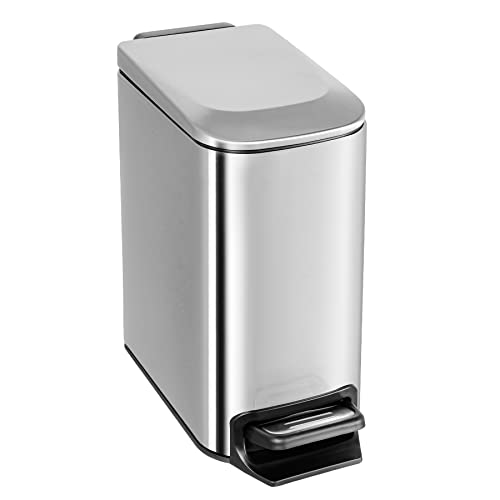 Cubo de basura para baño pequeño y zonas estrechas de acero negro YSJNGF