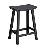nalone 24 Inch Outdoor Bar Stool, HDPE Bar Chairs with Footrest, Weather Resistant Waterproof Bar Stools Outside Bar Height Stools for Bar, Kitchen Counter, Yard, Balcony(Black, 24'' Barstools)