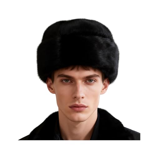 Kunstpelzmütze Winter Unisex Russische Mütze Extra Warm Pelzmütze Anti Kälte Fellmütze Weich Winterpelzmütze Flauschig Russenmütze für Skifahren Snowboarden Fahrrad Camping